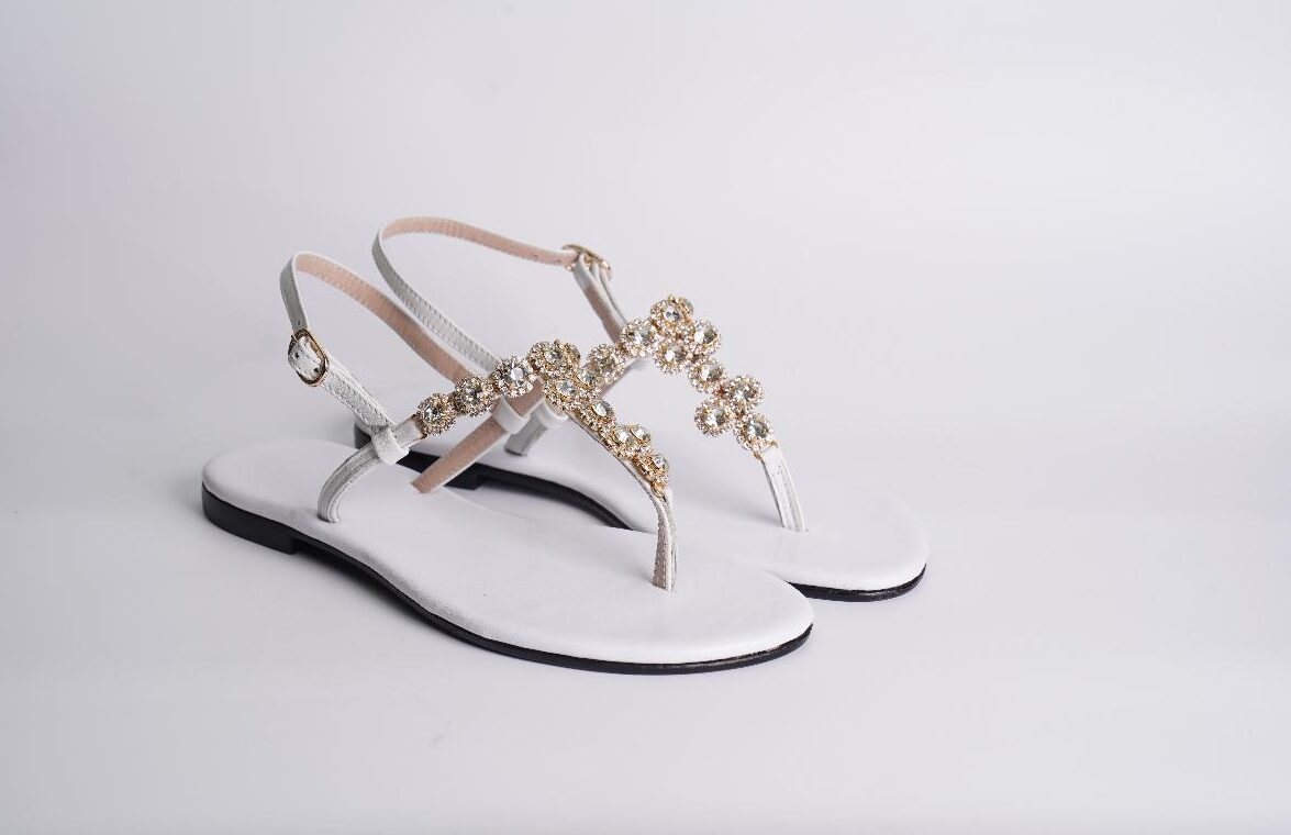 GIOIA - Sandalo infradito in pelle bianca